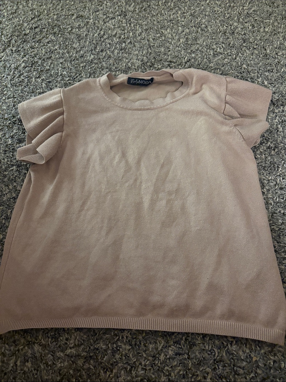 Madewell Ruffle Sleeve Crewneck Sweater - Blush